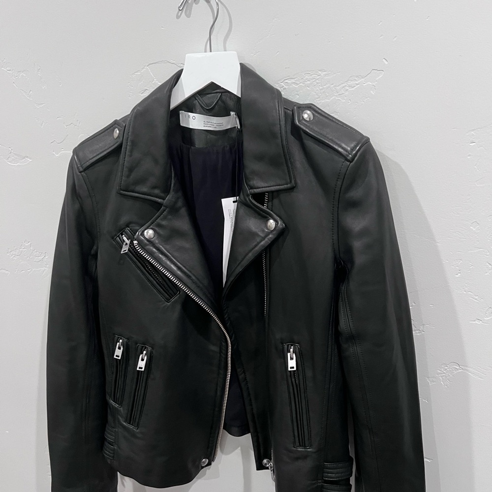 IRO Ashville Black Leather Jacket - Size 44/12. NWT Perfect condition